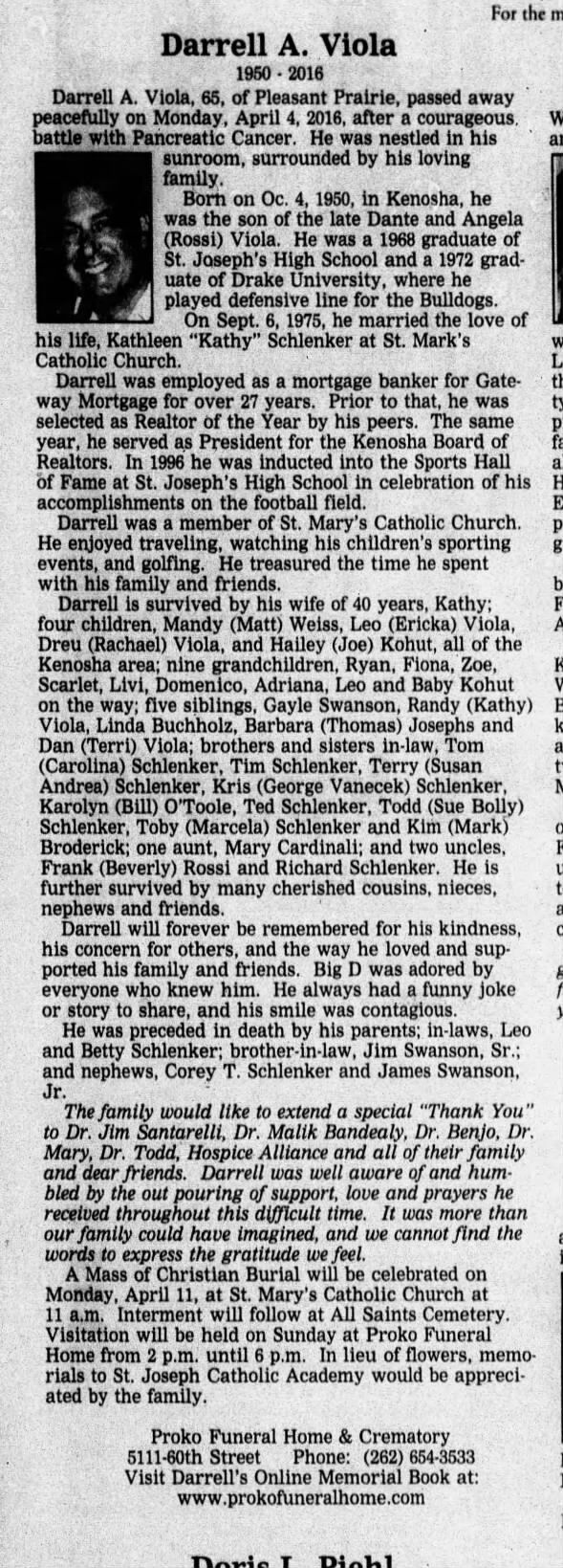 Obituary for Darrell A Viola, 1950-2018 (Aged 89)
